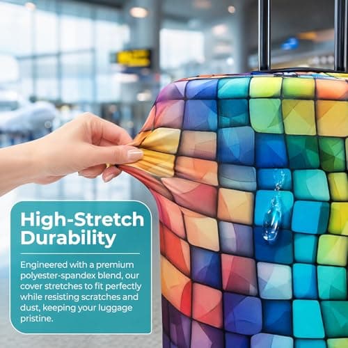Luggage Cover Suitcase Protector, Elastic Travel Luggage Cover (Grid, S) — view 3