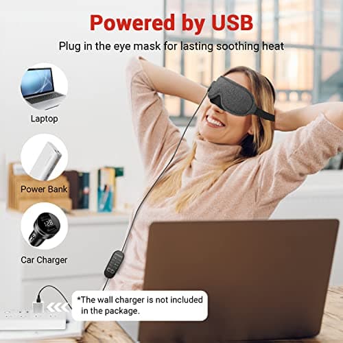 DR.PREPARE Heated Eye Mask, Electric USB Cotton Eye Compress Heating Pad with Smart Temperature & Timer Control, Earplugs for Sleep, Dry Eyes, Blepharitis, Dark Circles and Puffy Eyes — view 4