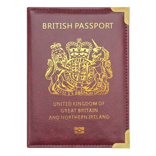 FACATH Passport Cover Holiday Essentials UK Passport Holder Minimalist Wallet British Travel Accesaries Ireland Card Holder (Burgundy)