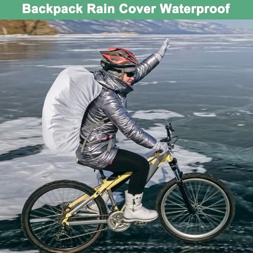 M METERXITY Waterproof Backpack Rain Cover, 65L-75L Waterproof Backpack Cover, Bag Rain Cover with a Vertical Reflective Strap for Hiking/Biking/Camping/Outdoor Traveling [Silver] — view 6