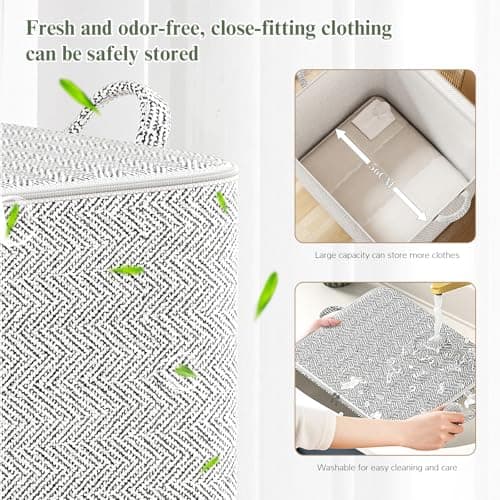 2er Pack Storage Bags Foldable with Zipper and Handle Closet Space Saver Stackable Bins Containers Moving Boxes Organizer for Clothes Outdoor Bedding Blankets Pillows Quilt Suitcase (110L) — view 3