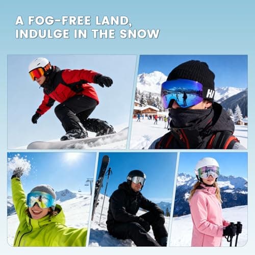 Hikeen Photochromic Ski Goggles - Anti-Fog, 100% UV Protection with 3-Layer Padding for Skiing and Snowboarding Men & Women - Includes Storage Case-Dark Blue — view 6