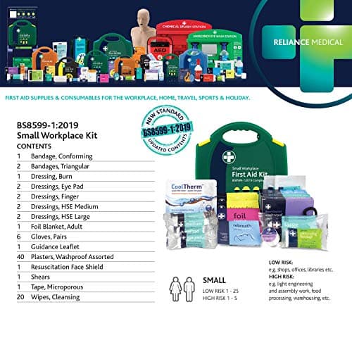 Reliance Medical Small Workplace First Aid Kit - Compliant, Essential Safety Supplies for Up to 25 People, Compact & Secure, Green, 1 Kit — view 4