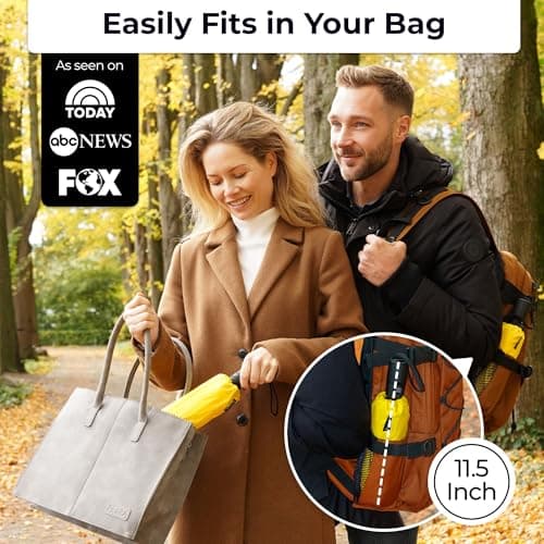 TUMELLA Strongest Windproof Travel Umbrella (Compact, Superior & Beautiful), Small Strong but Light Portable and Automatic Folding Rain Umbrella, Durable Premium Grip, Fits Car & Backpack Yellow — view 2