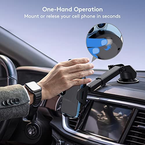 Madeggs Car Phone Holder Mount, [Strong Suction Cup] [Military Grade Durable] for Windshield and Dashboard, Adjustable Long Arm Compatible with iPhone 17 16 15 14 Pro Max and All Smartphones,Black — view 4