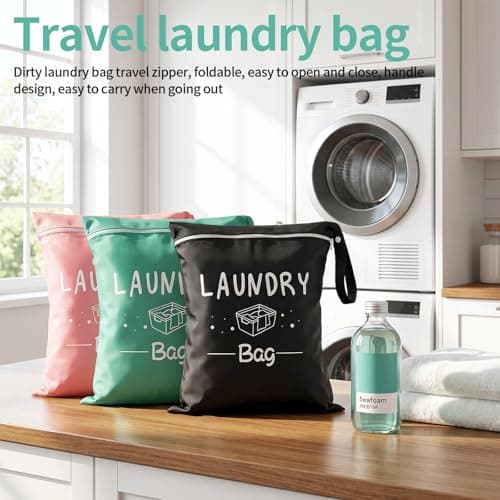 3 Pcs Travel Laundry Bag, 38 X 48 cm Laundry Bags for Travelling Dirty Clothes Bags with Zipper Wet Clothes Bag for Swimming Home Travel Holiday Camping — view 5
