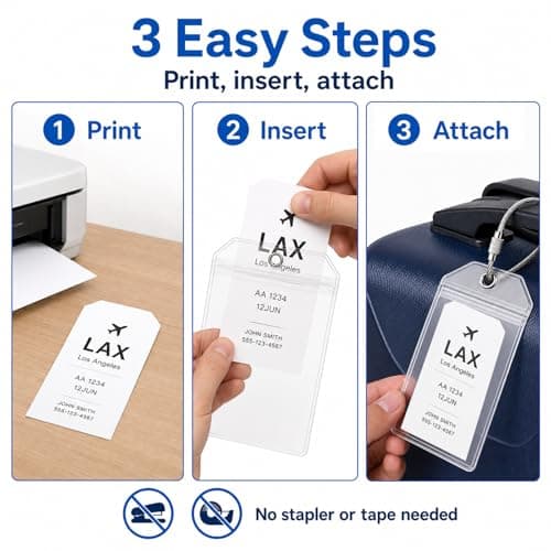 YANJINGSHE Luggage Tags, 8 Pack Cruise Tag Holders, Waterproof Steel Loops — view 5