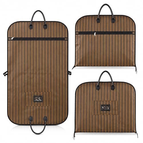 Garment Bag for Travel, 100 x 60 cm Foldable Suit Carrier with Trolley Sleeve & Leather Handles, Waterproof Oxford Fabric, Wrinkle-Free Hanging Clothes Bag for Suits, Coats