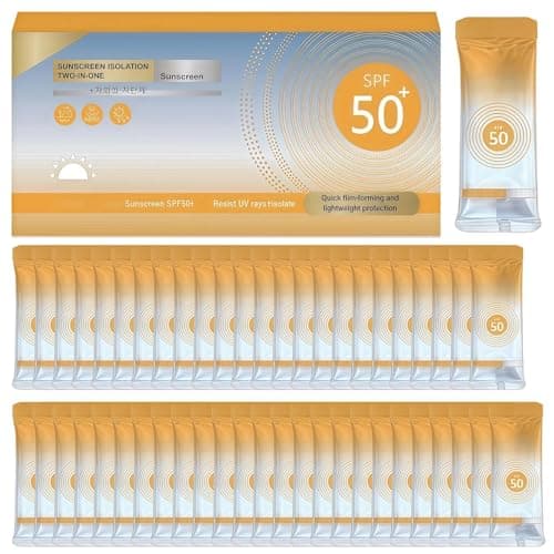 50 PCS Mini Sunscreen Travel Size, Sunscreen for Women, SPF 50+ Waterproof Travel Sun Cream, Long Lasting Mini Sun Cream for Face & Body