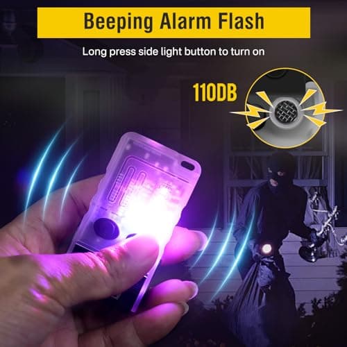 BORUIT V20 Small Torches LED Super Bright 1000 Lumen, 180° Swivels EDC Keyring Torch, 110dB Buzzer, 13 Modes Mini USB C Rechargeable Pocket Flashlight with COB Light, Clip, Magnetic(White) — view 6