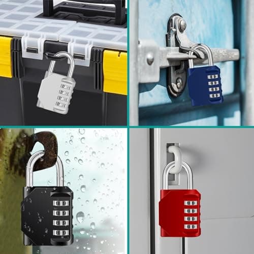 ZHEGE Combination Padlock, 4 Digit Combination Locker Padlock (Red) — view 5
