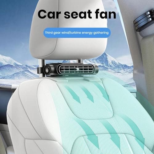Car Backseat Fan with Adjustable Angle - 3000mAh Rechargeable Clip-On Air Circulator, Portable Ventilation Cooler for Road Trips, Camping & Long Drives, 3-Speed Quiet Operation (White) — view 5