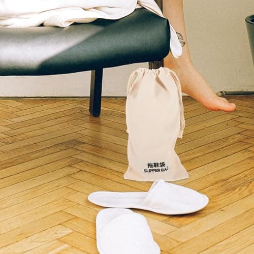STOBAZA Drawstring Slipper Bag 2 Pack Reusable Fabric Shoe Storage Bags Portable Travel Organizer with Durable Cloth 17X32cm — view 6