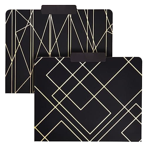 Decorative File Folders, 1/3 Cut Tab, Letter Size, Gold Foil Geometric (12 Pack) — view 6