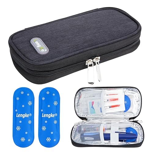 YOUSHARES Medicine Cool Bag - Monjaro Cooler Travel Case with 2pcs Ice Packs for Diabetic Supplies, Insulin Pen Cooler Travel Case Keep Medicine Cool While Traveling (Black)
