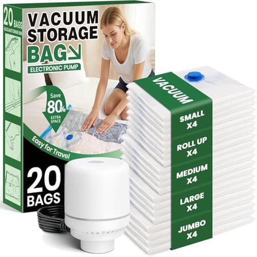 FUNFERY 20 Pack Vacuum Seal Bags with Electric Pump for Clothing Travel