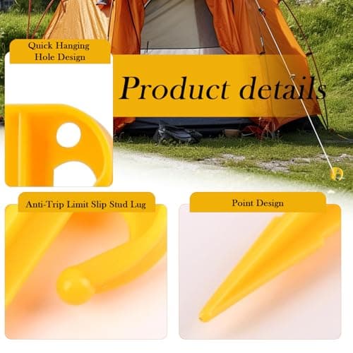YGCQFH 24pcs Heavy Duty Plastic Tent Pegs, Durable & Lightweight, Ideal for Camping, Caravans, Gardens, 14.5cm Length, 24pcs Set — view 3