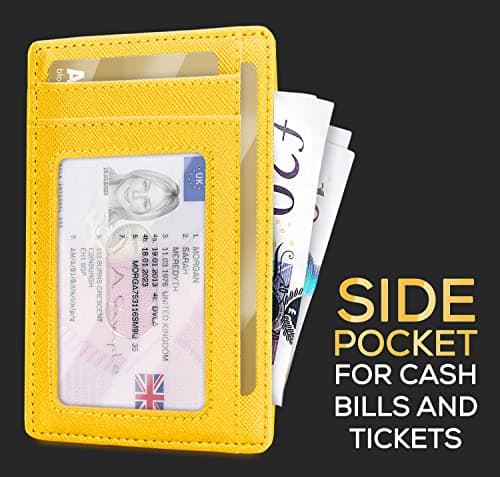 PIRNA Slim Wallet for Women | RFID Blocking Small Credit Card Holder – Thin Card Wallet with Small Money Pocket & Gift Box (Yellow) — view 3