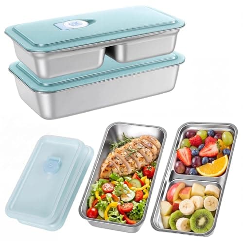 4Pcs Reusable Snack Containers, Stainless Steel Bento Box with Lids