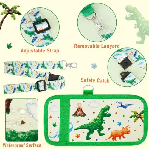 WAWSAM Kids Dinosaur Wallet - Trifold Toddler Wallet with Lanyard, Zippered Coin Pocket, Card Holders for Boys Ages 4-12 — view 4
