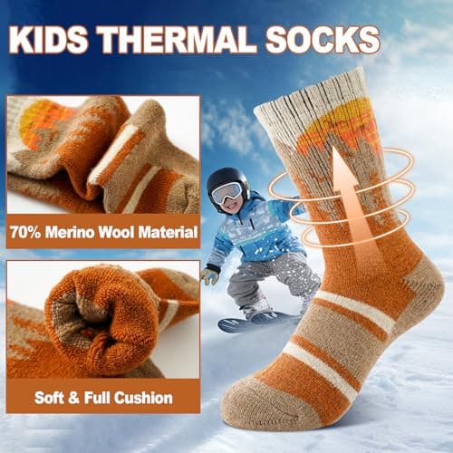BONANGEL Kids Thermal Merino Wool Socks Thick Walking Cosy Socks Boys Girls — view 5