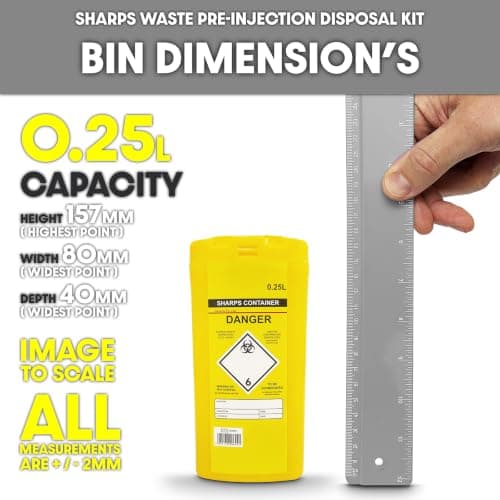 3x 0.25L Sharps Waste Bin Container Pre-Injection Disposal Kit +100pc Wipes — view 5