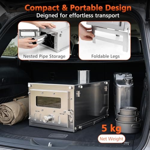 COSTWAY Hot Tent Stove, Camping Tent Stove (Silver, 45 x 37 x 219cm) — view 4