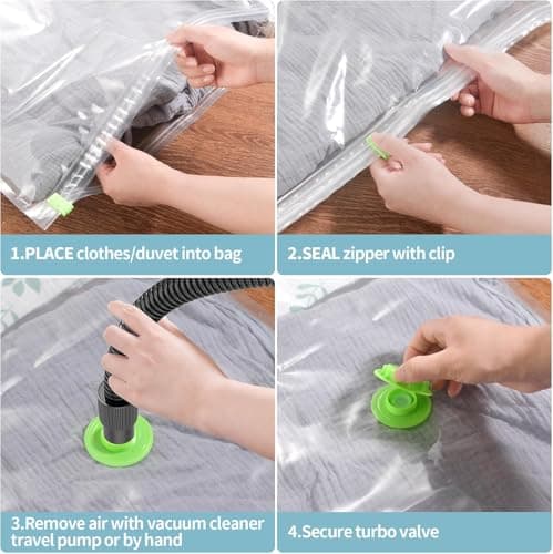 HEAVY DUTY 5 VACUUM STORAGE BAGS by Gorilla Bags, Extra Large 100x80cm. Extra Strong 90 Microns. Double Zip Seal & Unique Turbo Valve Keeps Items Compressed For Longer. — view 5