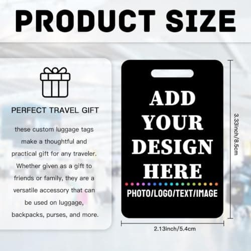Personalised Luggage Tags Custom Metal Luggage Name ID Tag with Stainless Steel Loop Custom Suitcase Labels Travel Baggage Tag for Airport, Stroller, Crew Bag Business Trip Gift for Travellers Friend — view 5