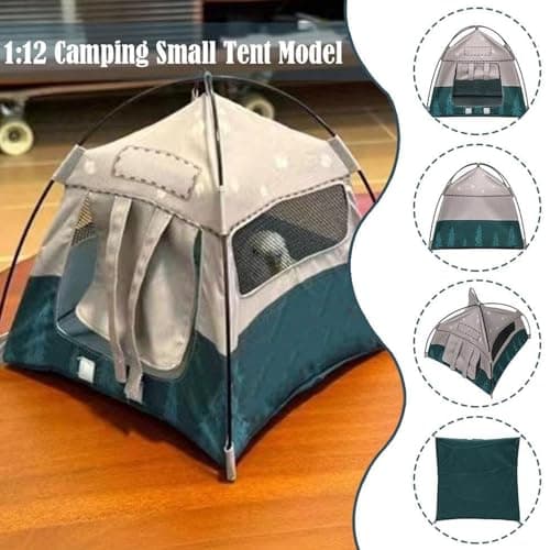 Miniature Camping Tent - Scale Doll Tent, Pretend Play Outdoor Accessory, Portable Toy Shelter, Use for Garden Scene or Miniature Playhouse Display, Playhouse Accessory, Multi Color — view 6