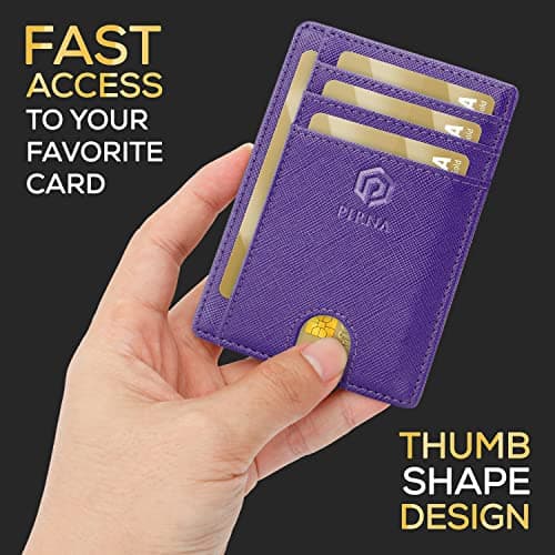 PIRNA Slim Wallet for Women | Small RFID Blocking Minimalist Credit Card Holder – Thin UK Card Wallet with Gift Box (Royal Purple) — view 2
