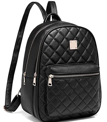 Myhozee Backpack Womens Fashion Leather PU Rucksack Lightweight Daypack School Bag Travel Small Backpack Handbag for Ladies & Girls(Black)