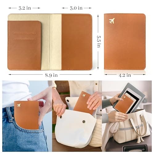 toTravelGear Passport Holder for Travel Essentials,RFID Blocking Passport Cover Case for Travel Accessories,Travel Wallet for Women Men, Dark Brown, 5.5 x 4 inches, Minimalist — view 4