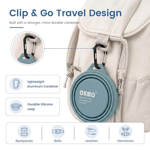 OHMO Collapsible Dog Water Bowl for Travel, 2pcs, 400ml, Dark&Light Blue — view 5