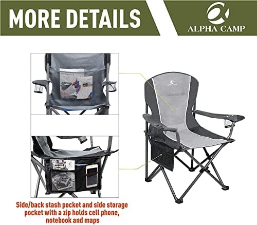 ALPHA CAMP Camping Folding Chair for Heavy People Portable Heavy Duty Chair — view 6
