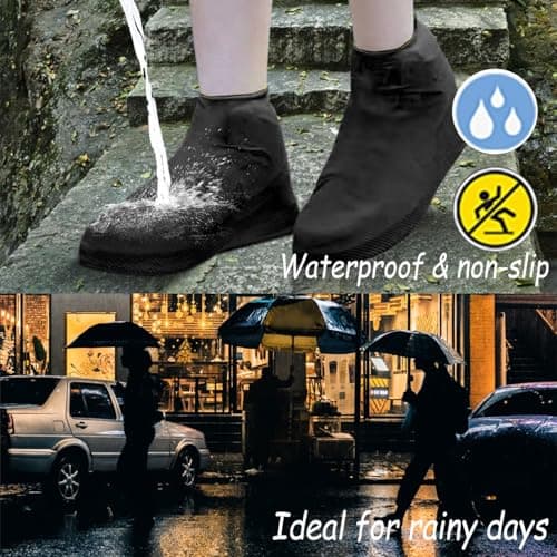 RHQFDM Silicone Shoe Cover 4 Piece Reusable Non-slip Silicone Shoe Cover Silicone Waterproof Overshoes,Unisex,Semi-Translucent,for Rainy Days,Beaches,Muddy Roads(M) — view 2