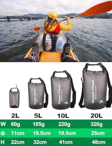 Henrycares Waterproof Dry Bag 20L 10L 5L, Sack with Long Adjustable Shoulder Strap, for Traval, Camping, Hiking, Swimming, Boating, Fishing (Black, 10L) — view 2