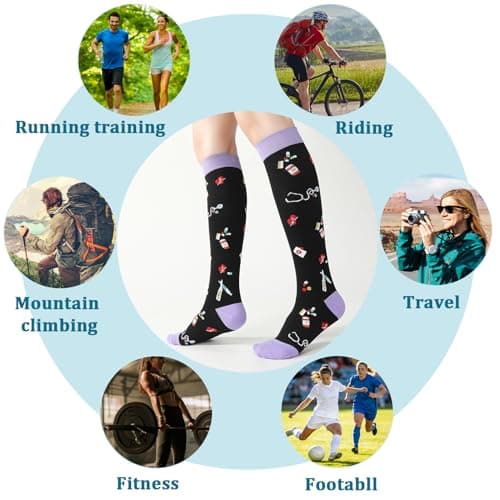 Zuimei 4 Pairs Compression Socks for Women 20-30 mmHg Flight Sock M — view 5