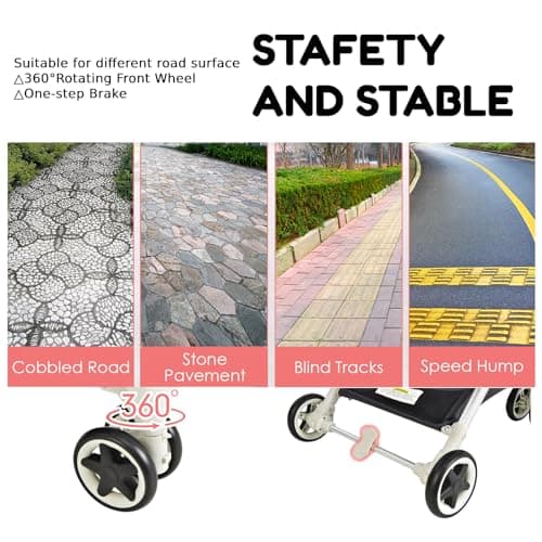 GYMAX Baby Foldable Stroller with Safety Belt, Storage Basket(Pink) — view 6
