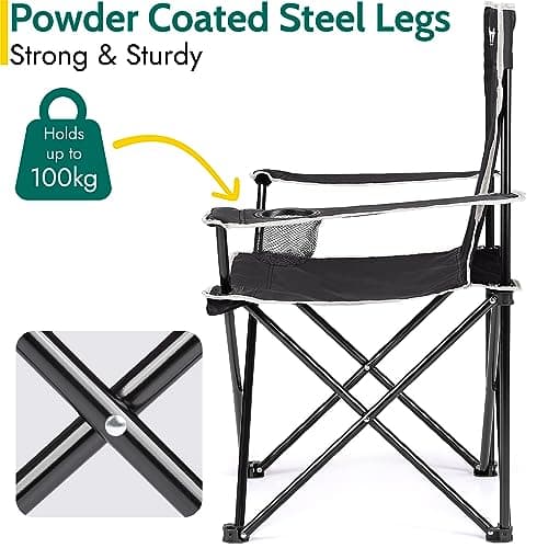 Trail Folding Camping Chair with Cup Holder, Black — view 4