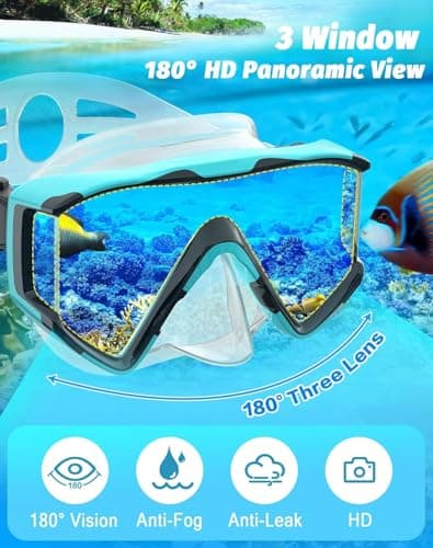 Zeligerstar Snorkel Set Adults, 3 Window Panoramic Mask, Anti-Fog Dry Top — view 2