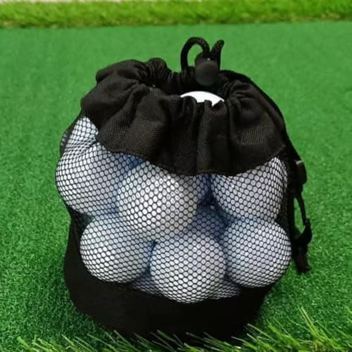 Glewi Golf Balls Storage Bag Mesh Net Pouch for Golf Club Travel Case Accessories - Nylon Holder for Range Practice 16.5x14cm(Navy Blue) — view 4