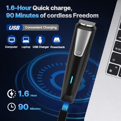 Valano Beard Trimmer Men, Cordless Rechargeable Hair Clippes, Mens Grooming Kit, Professional Beard Nose and Ear Hair Trimmer for Home and Travel, with 3 Blades and 9 Guide Combs — view 5