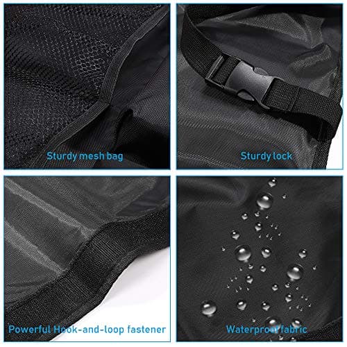 URAQT Car Boot Organiser Waterproof Kick Mats Car Organiser Seat Back Protectors, Multi-Pocket Children's Travel Storage, Durable Foldable Cargo Net Storage for Car Backseat Cover (Large) — view 6