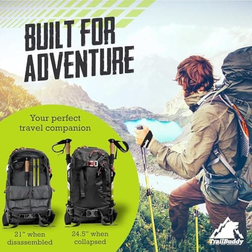 2 Pack Hiking Trekking Poles, Lightweight, Collapsible Trekking Poles for Snowshoe & Backpacking Gear, Walking Sticks for Hiking, 7075 Aluminum with Cork Grip — view 5