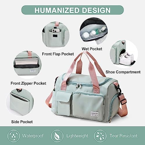 Sky Blue Women's Gym & Travel Duffle Bag - Carry On Weekender with Shoe Compartment — view 5