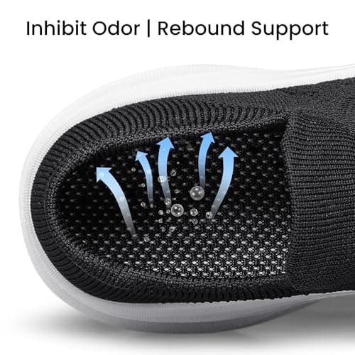 SURFING TREE Womens Trainers Ladies Slip on Shoes Sport Walking Sneakers Lightweight Comfortable Breathable Mesh Shoes Fashion Outdoor Black White Size 5 — view 5