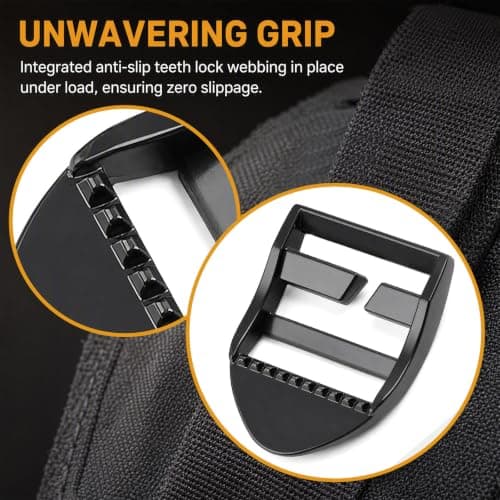 Msjuwek Pack of 4 Black Metal Ladder Lock Buckles, 25mm Inner Diameter Heavy-Duty Webbing Adjuster Clips, Replacement Hardware for Backpacks, Luggage Straps, Seat Belts & DIY Projects — view 5