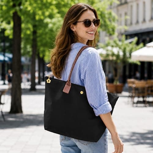 ZhengYue Nylon Tote Bags for Women with Zip Large Foldable Womens Handbags — view 3