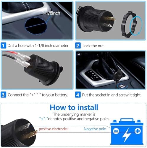 Thlevel USB C Car Charger Socket USB C Charging Socket 12V USB Charger — view 6